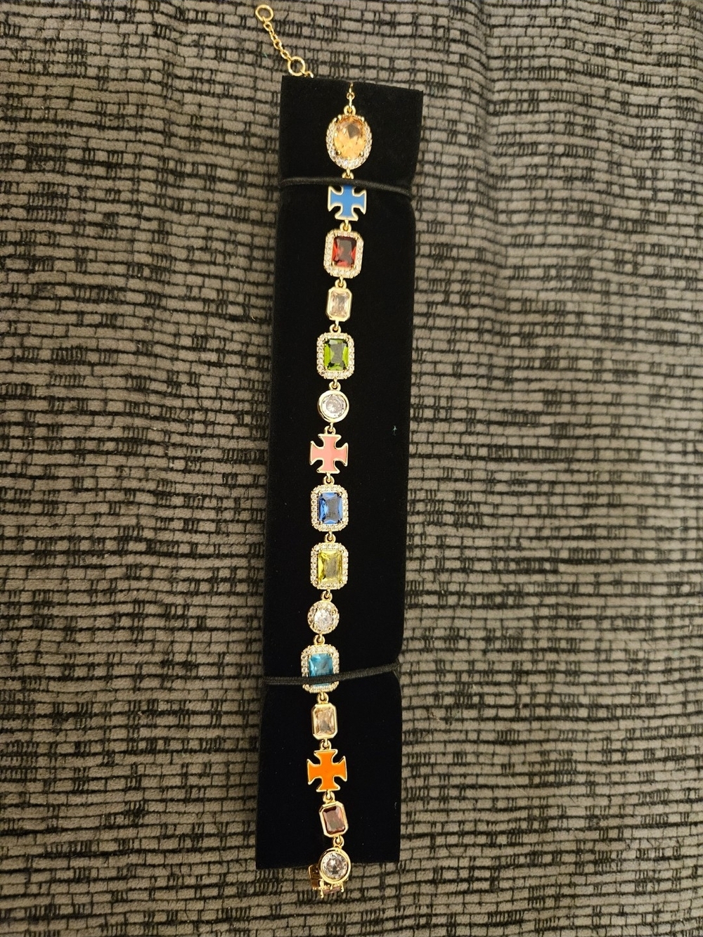 Gold Multi-Gemstone & Enamel Charm Bracelet - Colorful | Solstice Bracelet - Picture 2 of 2